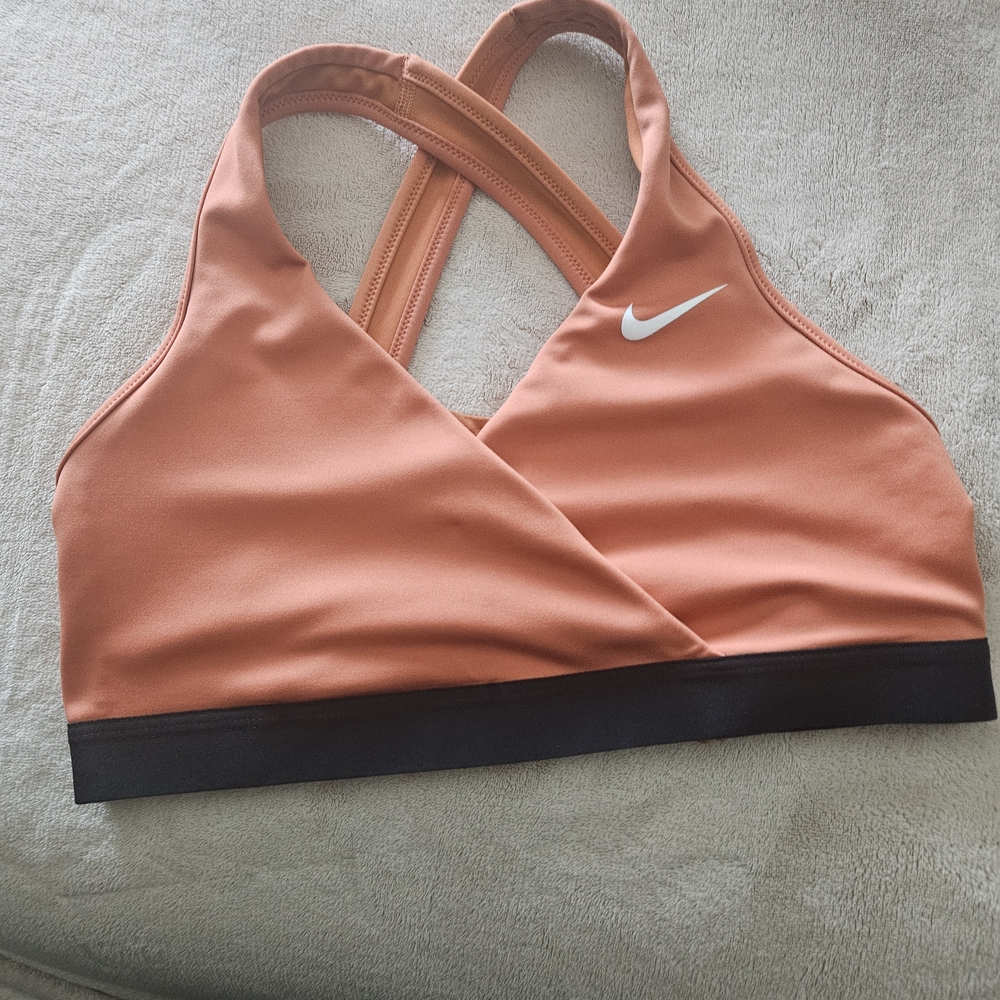 Nike Women’s Rust-Orange Crossback Sports Bra with Black Band